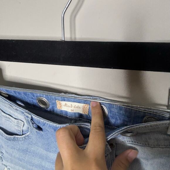 Altar'd State Denim Jean Shorts with Belt Loops High Rise All Button up Size 24 - Picture 10 of 12